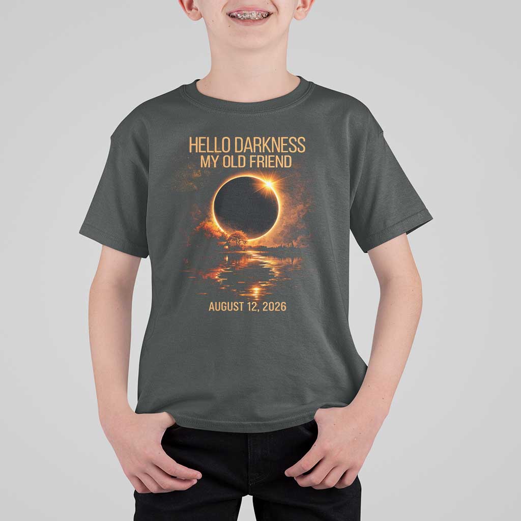 Solar Eclipse 2026 T Shirt For Kid Hello Darkness 12 August 2026 Totality Gift