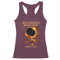 Solar Eclipse 2026 Racerback Tank Top Hello Darkness 12 August 2026 Totality Gift