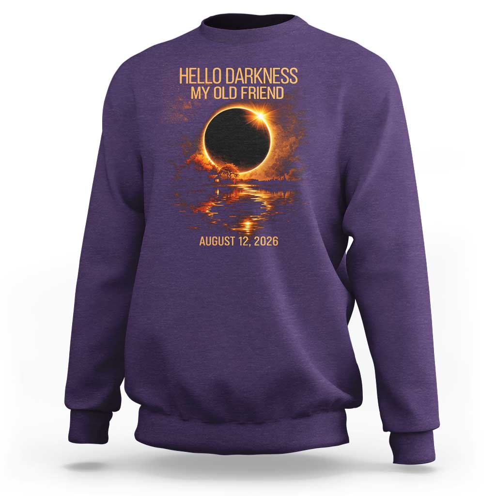 Solar Eclipse 2026 Sweatshirt Hello Darkness 12 August 2026 Totality Gift