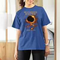 Solar Eclipse 2026 T Shirt For Women Hello Darkness 12 August 2026 Totality Gift