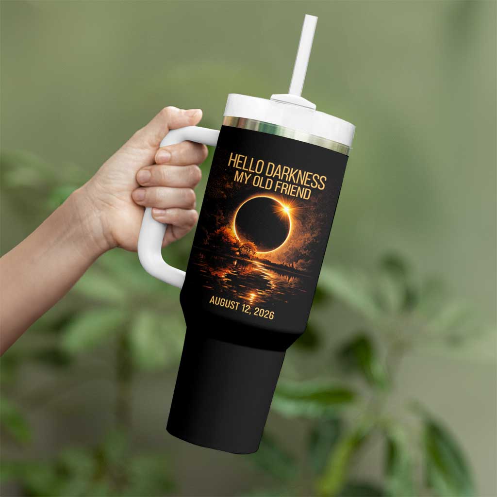 Solar Eclipse 2026 Tumbler With Handle Hello Darkness 12 August 2026 Totality Gift