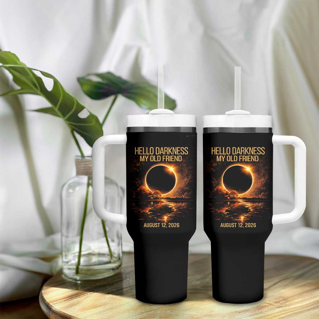 Solar Eclipse 2026 Tumbler With Handle Hello Darkness 12 August 2026 Totality Gift