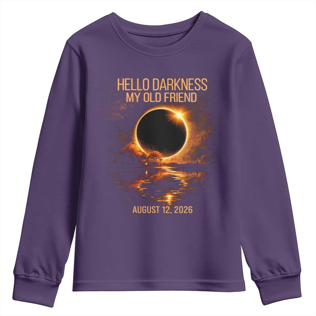 Solar Eclipse 2026 Youth Sweatshirt Hello Darkness 12 August 2026 Totality Gift