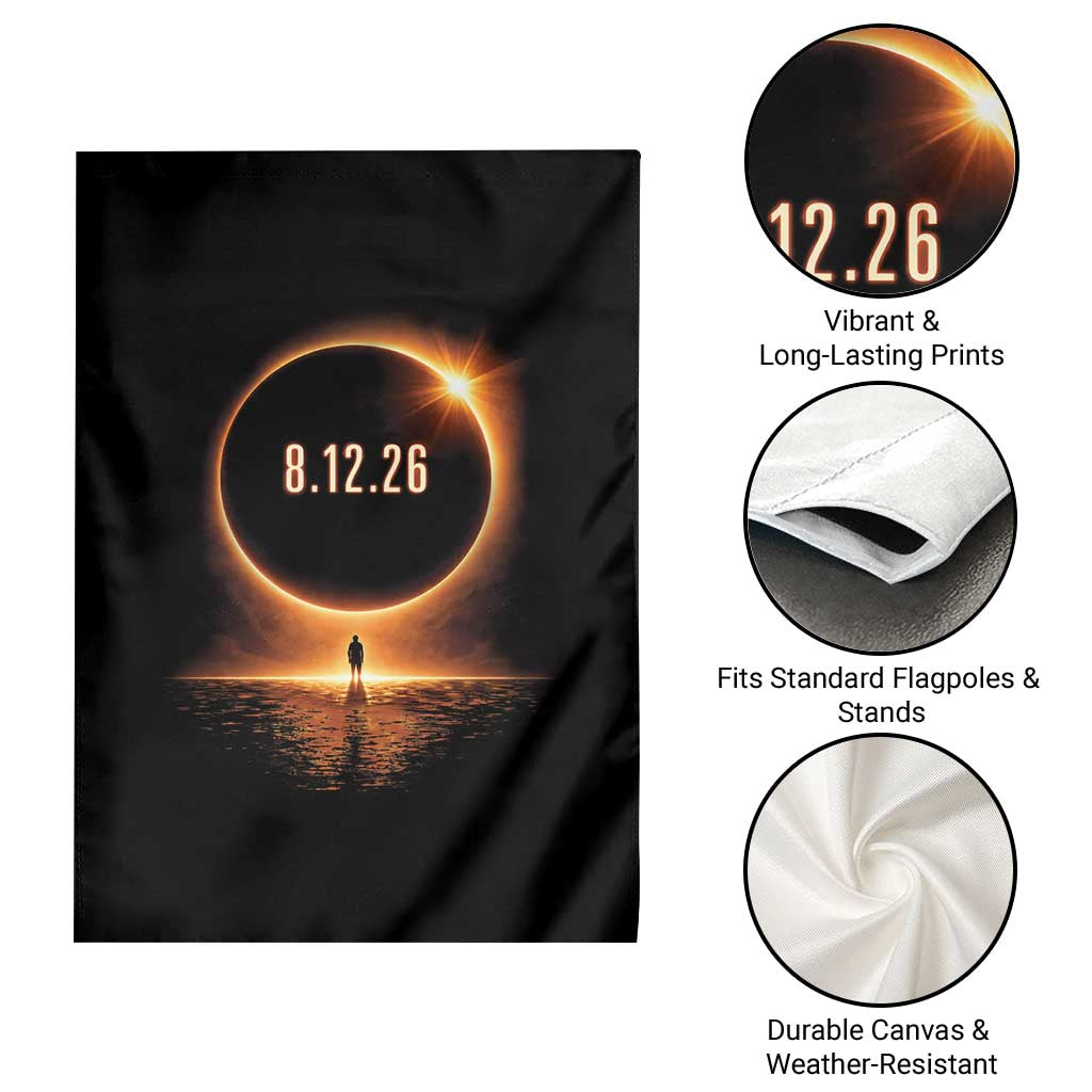 Total Solar Eclipse 2026 Garden Flag August 12th Totality Gift