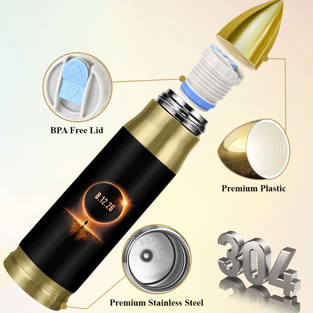 Total Solar Eclipse 2026 Bullet Tumbler August 12th Totality Gift