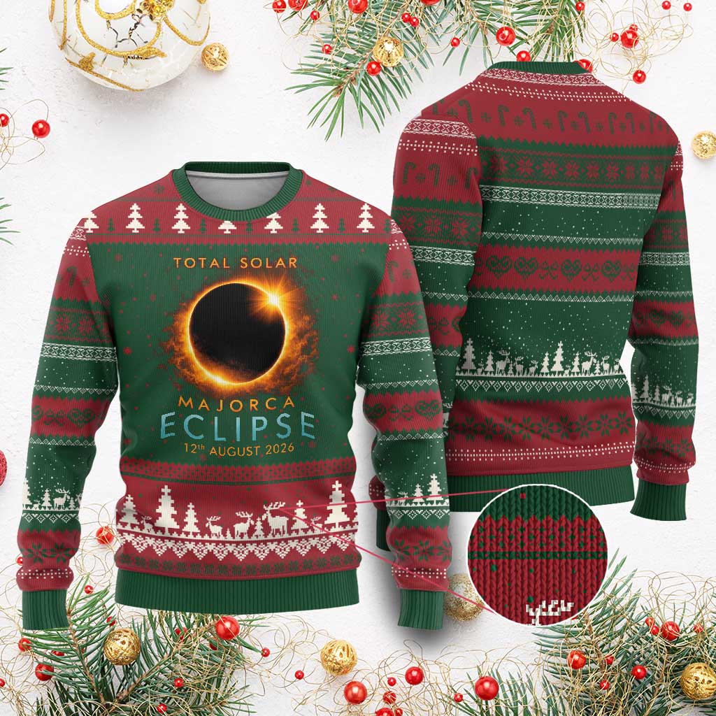 Total Solar Eclipse Ugly Christmas Sweater 12th August 2026 Majorca Totality
