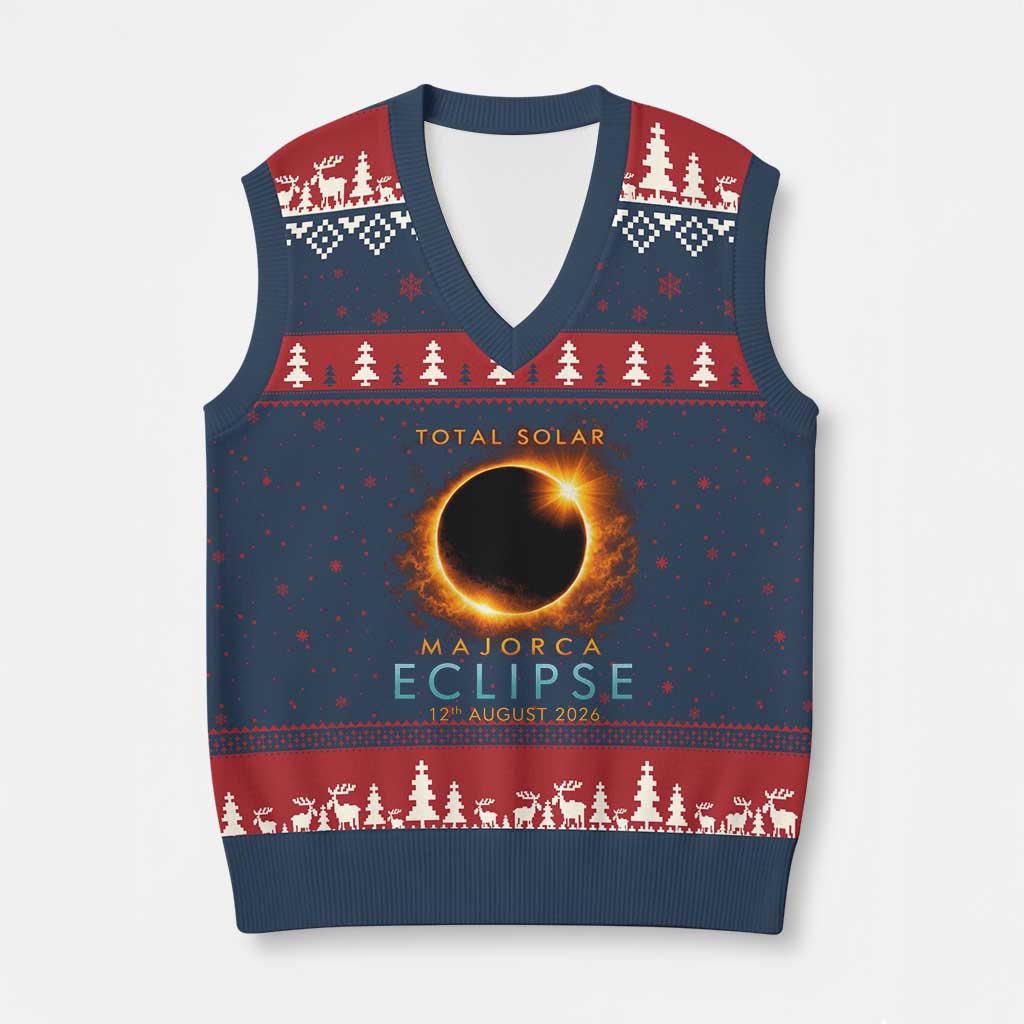 Total Solar Eclipse V-Neck Knit Sweater Vest 12th August 2026 Majorca Totality