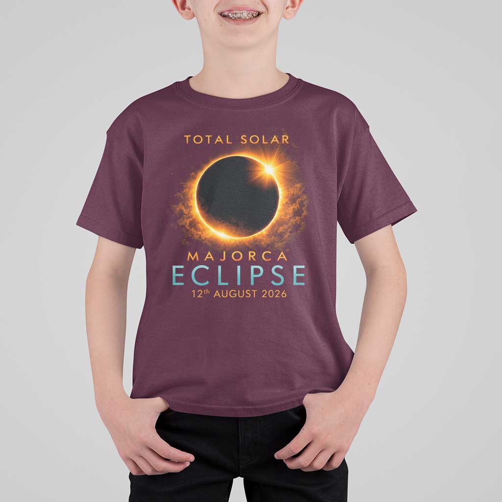 Total Solar Eclipse T Shirt For Kid 12th August 2026 Majorca Totality