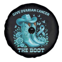 Give Ovarian Cancer The Boot Spare Tire Cover Cowgirl Cancer Awareness Teal Ribbon
