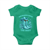 Give Ovarian Cancer The Boot Baby Onesie Cowgirl Cancer Awareness Teal Ribbon