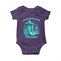 Give Ovarian Cancer The Boot Baby Onesie Cowgirl Cancer Awareness Teal Ribbon