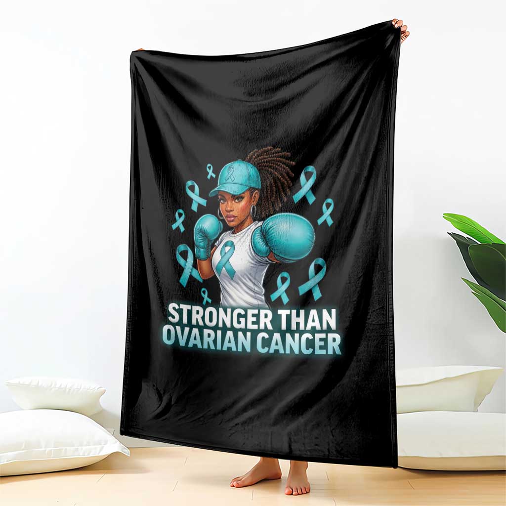 Black Women Fight Ovarian Cancer Awareness Throw Blanket African American Teal Ribbon Support