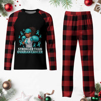 Black Women Fight Ovarian Cancer Awareness Plaid Pajama Set African American Teal Ribbon Support