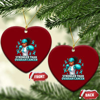 Black Women Fight Ovarian Cancer Awareness Ceramic Ornament African American Teal Ribbon Support