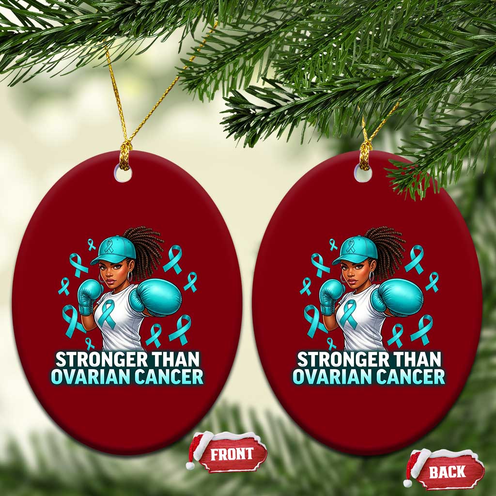 Black Women Fight Ovarian Cancer Awareness Ceramic Ornament African American Teal Ribbon Support
