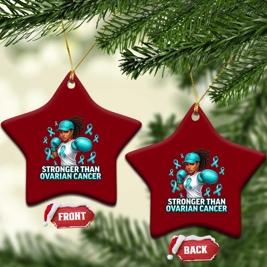 Black Women Fight Ovarian Cancer Awareness Ceramic Ornament African American Teal Ribbon Support