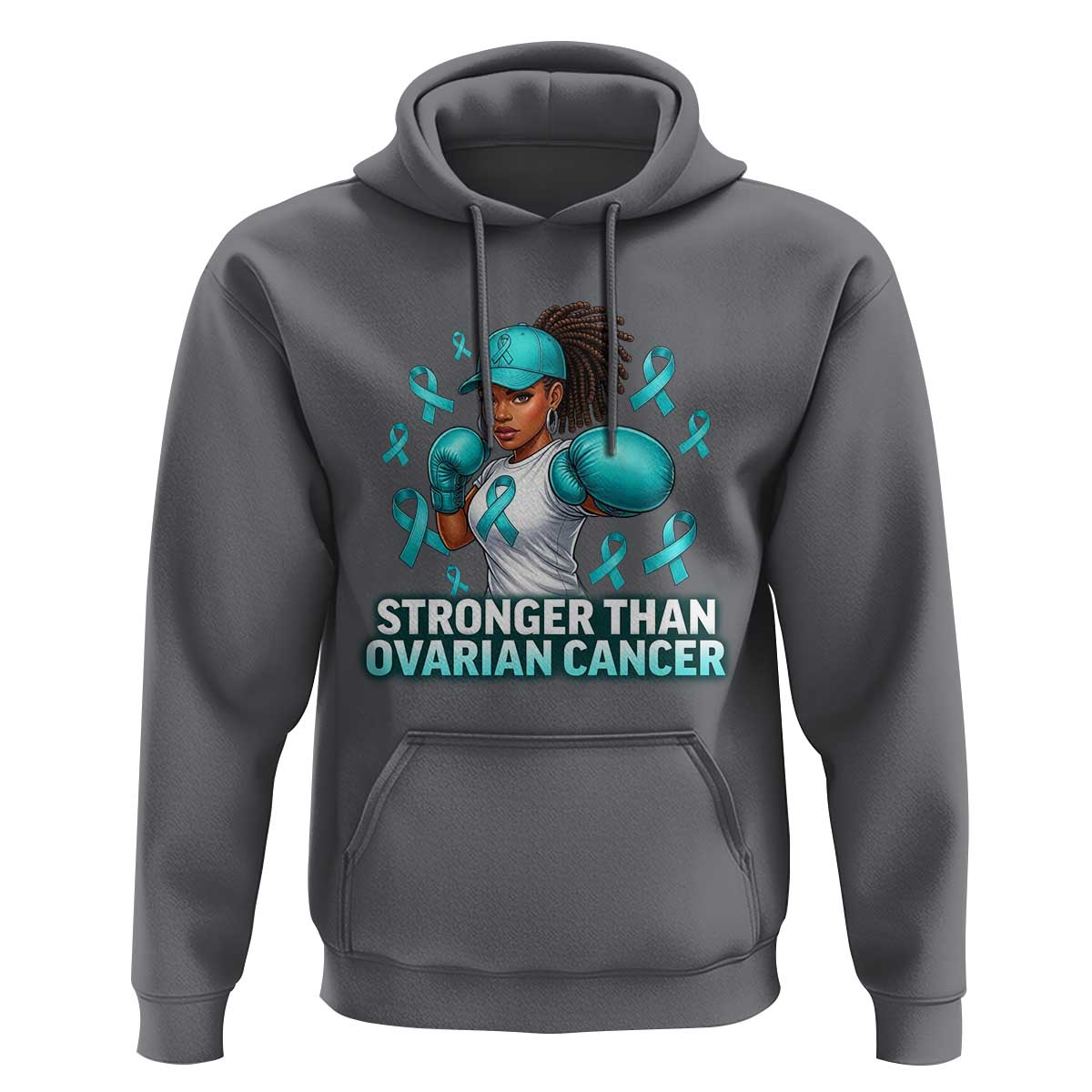 Black Women Fight Ovarian Cancer Awareness Hoodie African American Teal Ribbon Support