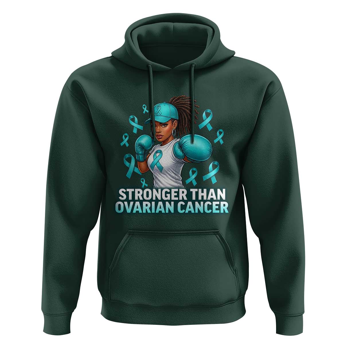 Black Women Fight Ovarian Cancer Awareness Hoodie African American Teal Ribbon Support