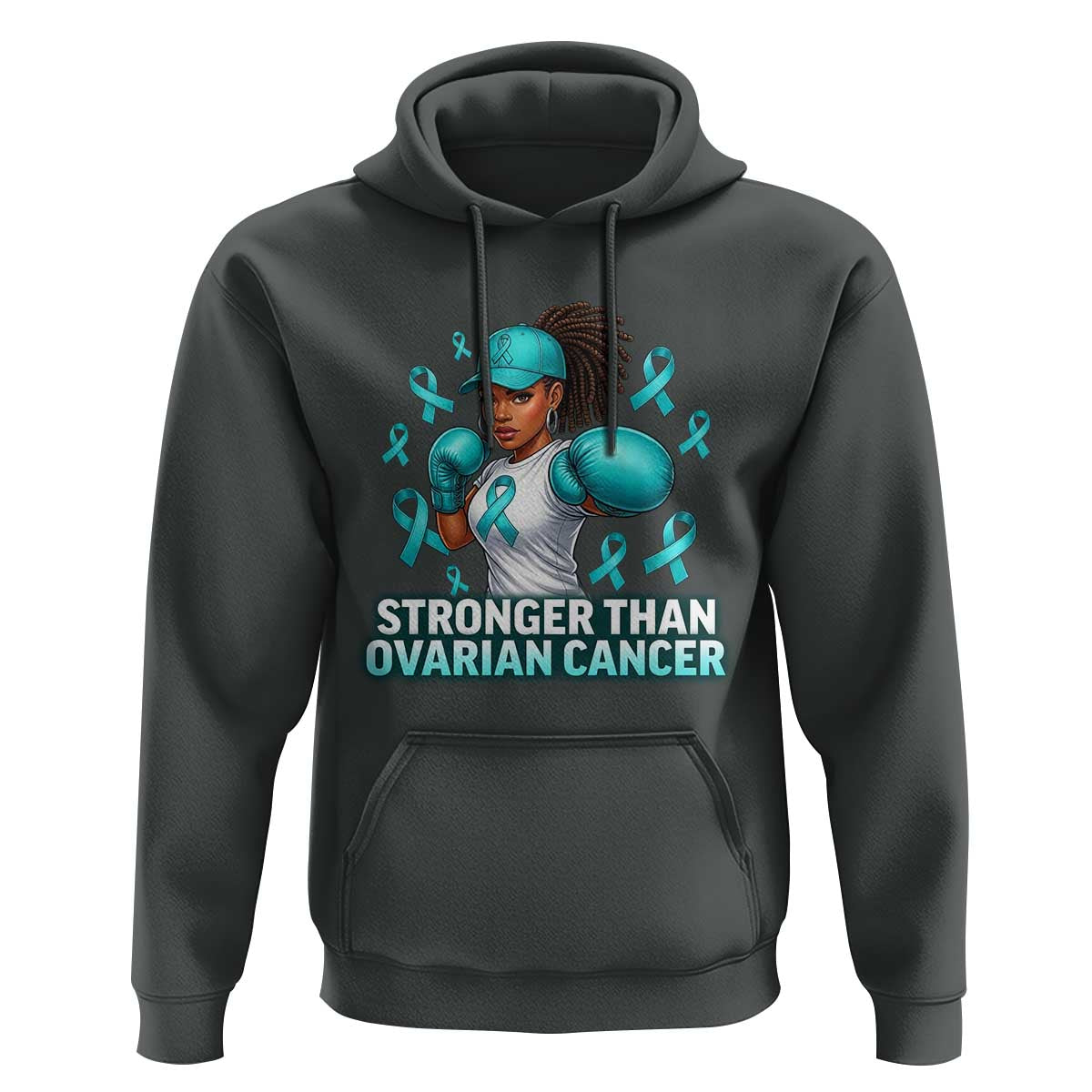 Black Women Fight Ovarian Cancer Awareness Hoodie African American Teal Ribbon Support