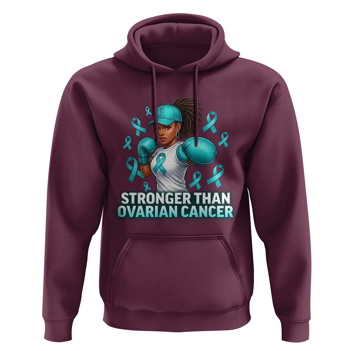 Black Women Fight Ovarian Cancer Awareness Hoodie African American Teal Ribbon Support