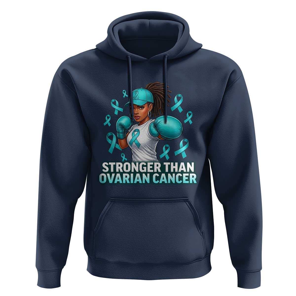 Black Women Fight Ovarian Cancer Awareness Hoodie African American Teal Ribbon Support