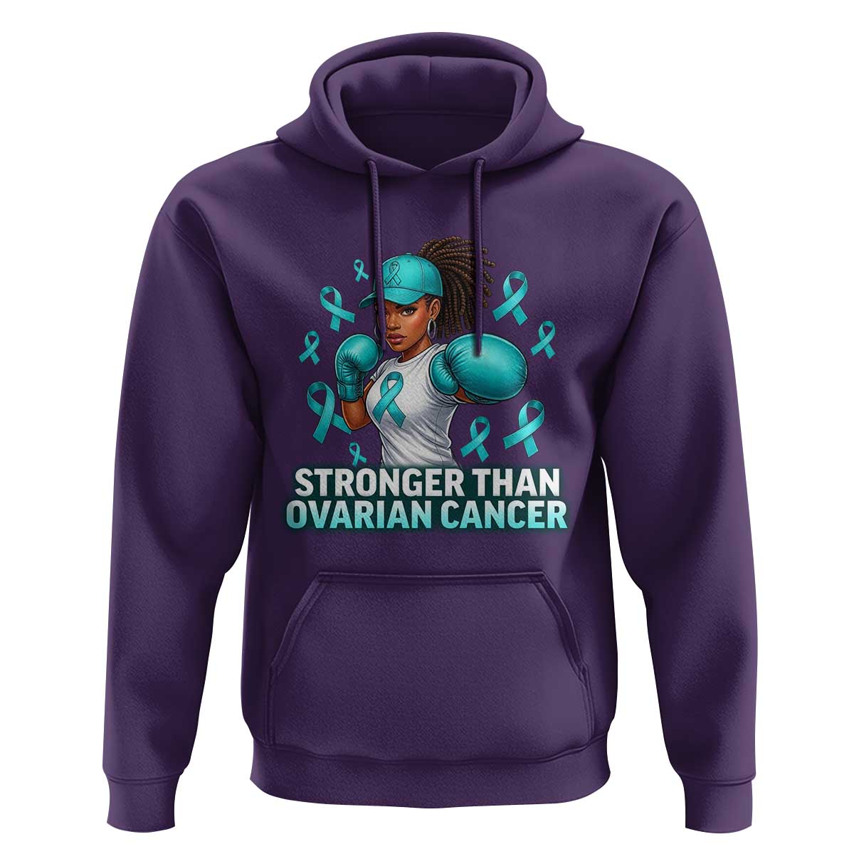 Black Women Fight Ovarian Cancer Awareness Hoodie African American Teal Ribbon Support