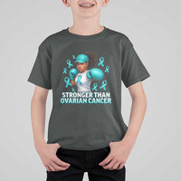 Black Women Fight Ovarian Cancer Awareness T Shirt For Kid African American Teal Ribbon Support