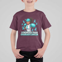 Black Women Fight Ovarian Cancer Awareness T Shirt For Kid African American Teal Ribbon Support