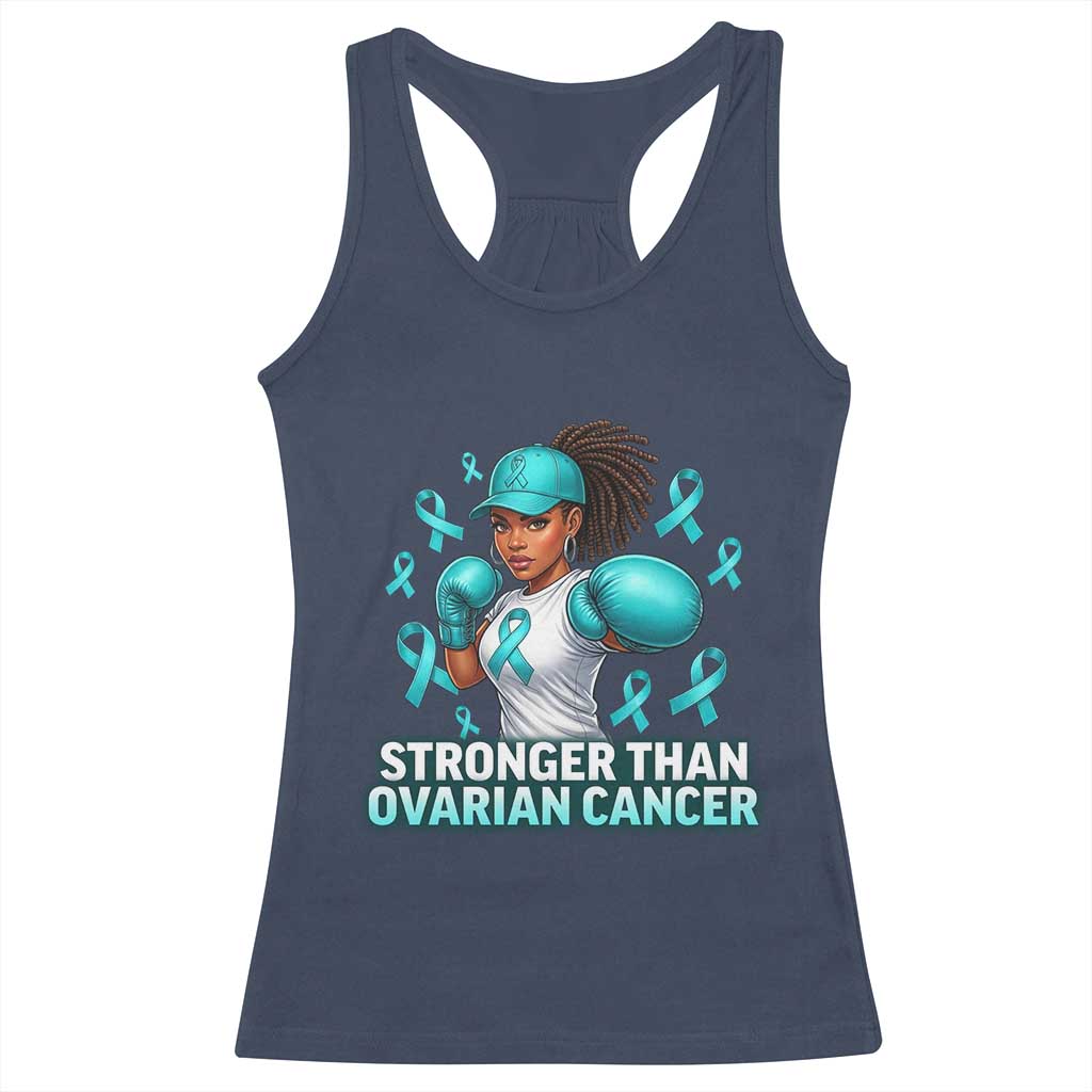 Black Women Fight Ovarian Cancer Awareness Racerback Tank Top African American Teal Ribbon Support