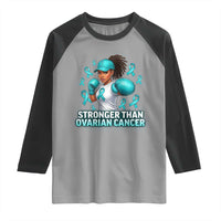 Black Women Fight Ovarian Cancer Awareness Raglan Shirt African American Teal Ribbon Support