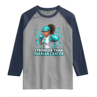 Black Women Fight Ovarian Cancer Awareness Raglan Shirt African American Teal Ribbon Support