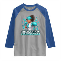 Black Women Fight Ovarian Cancer Awareness Raglan Shirt African American Teal Ribbon Support