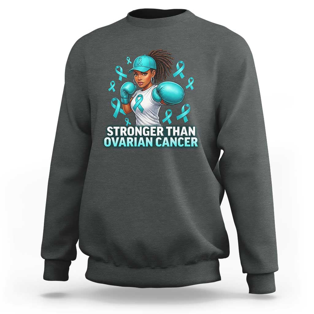 Black Women Fight Ovarian Cancer Awareness Sweatshirt African American Teal Ribbon Support