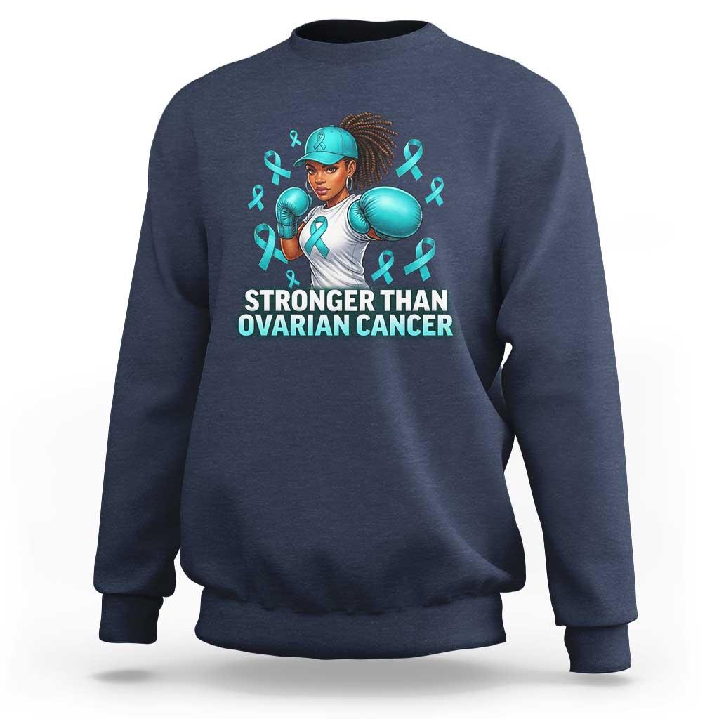 Black Women Fight Ovarian Cancer Awareness Sweatshirt African American Teal Ribbon Support