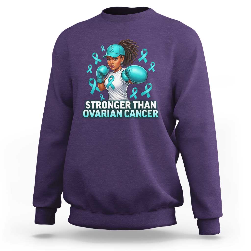 Black Women Fight Ovarian Cancer Awareness Sweatshirt African American Teal Ribbon Support
