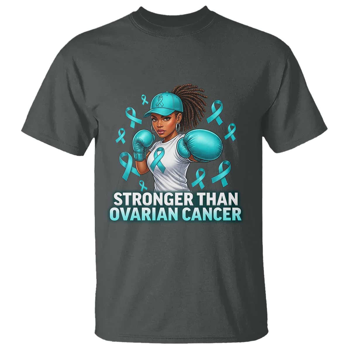 Black Women Fight Ovarian Cancer Awareness T Shirt African American Teal Ribbon Support