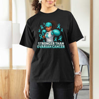Black Women Fight Ovarian Cancer Awareness T Shirt For Women African American Teal Ribbon Support