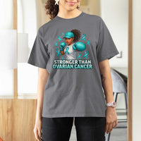 Black Women Fight Ovarian Cancer Awareness T Shirt For Women African American Teal Ribbon Support