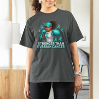 Black Women Fight Ovarian Cancer Awareness T Shirt For Women African American Teal Ribbon Support