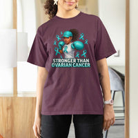 Black Women Fight Ovarian Cancer Awareness T Shirt For Women African American Teal Ribbon Support