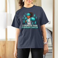 Black Women Fight Ovarian Cancer Awareness T Shirt For Women African American Teal Ribbon Support