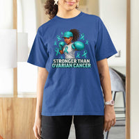 Black Women Fight Ovarian Cancer Awareness T Shirt For Women African American Teal Ribbon Support