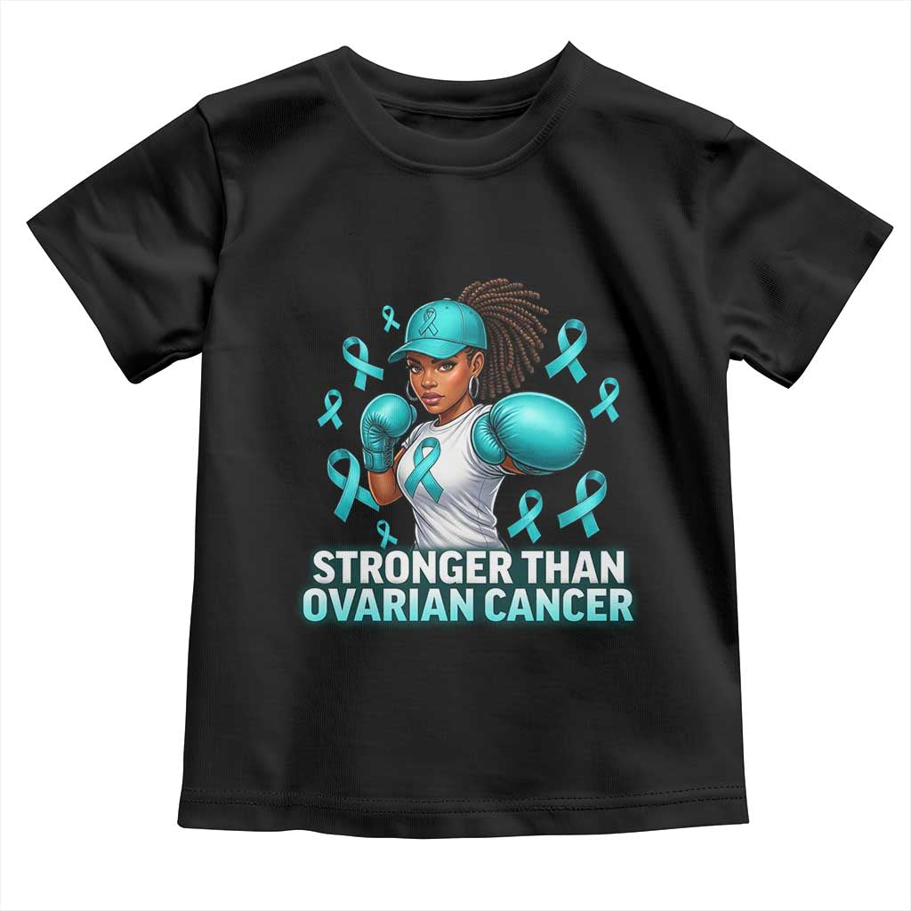 Black Women Fight Ovarian Cancer Awareness Toddler T Shirt African American Teal Ribbon Support