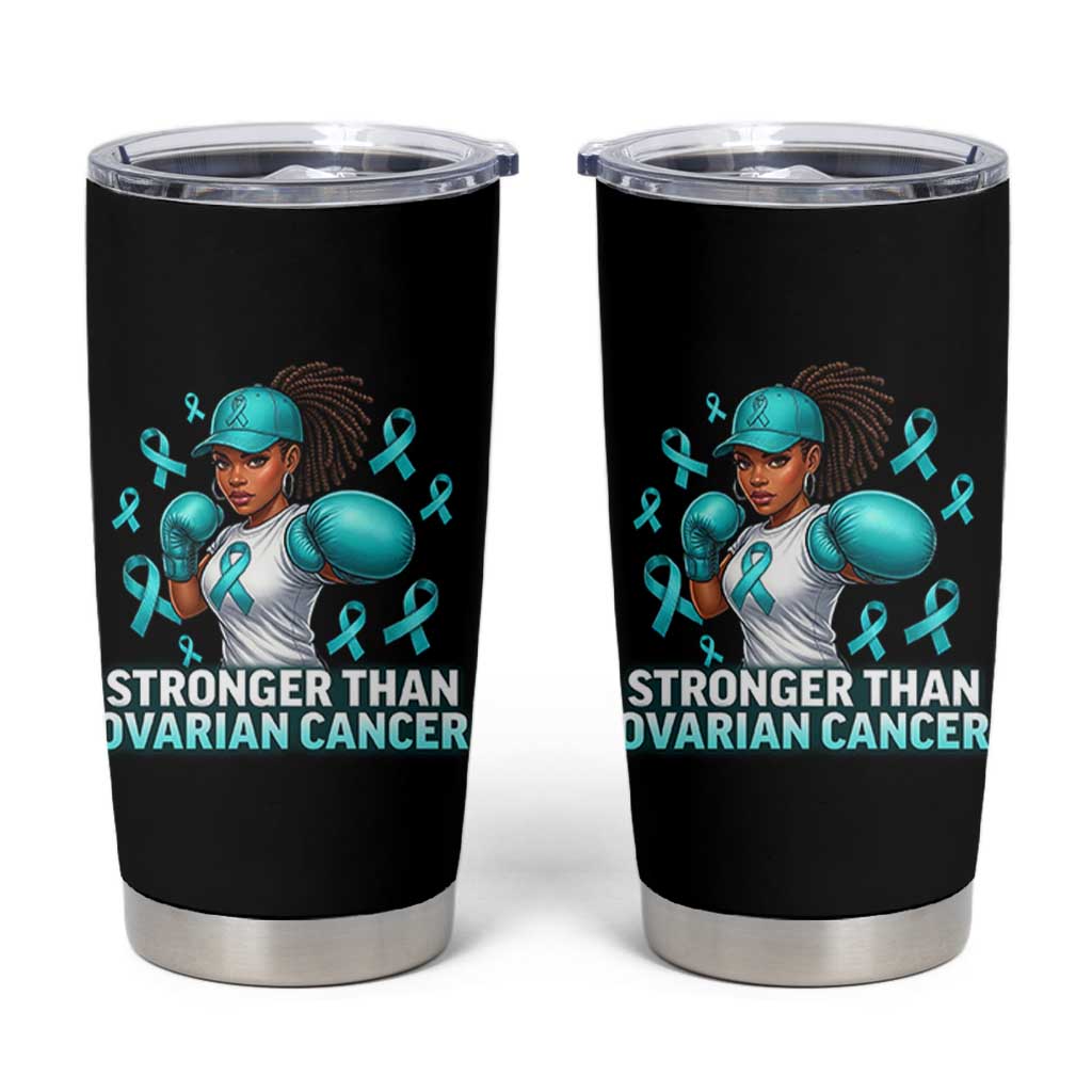 Black Women Fight Ovarian Cancer Awareness Tumbler Cup African American Teal Ribbon Support