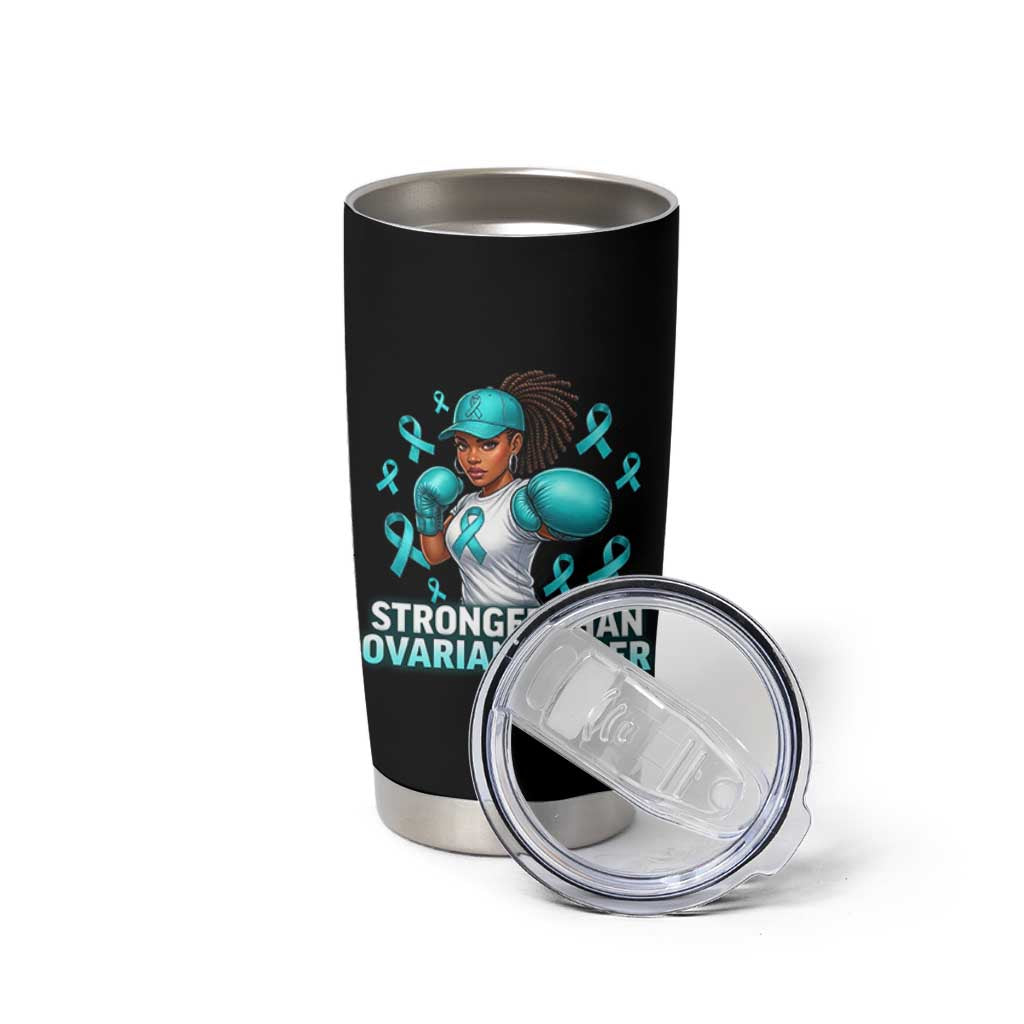 Black Women Fight Ovarian Cancer Awareness Tumbler Cup African American Teal Ribbon Support