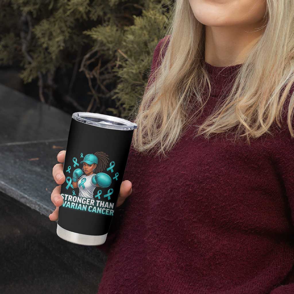 Black Women Fight Ovarian Cancer Awareness Tumbler Cup African American Teal Ribbon Support