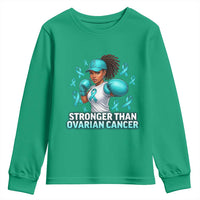 Black Women Fight Ovarian Cancer Awareness Youth Sweatshirt African American Teal Ribbon Support