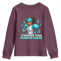 Black Women Fight Ovarian Cancer Awareness Youth Sweatshirt African American Teal Ribbon Support