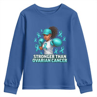 Black Women Fight Ovarian Cancer Awareness Youth Sweatshirt African American Teal Ribbon Support