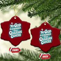 My God is Stronger Than Ovarian Cancer Ceramic Ornament